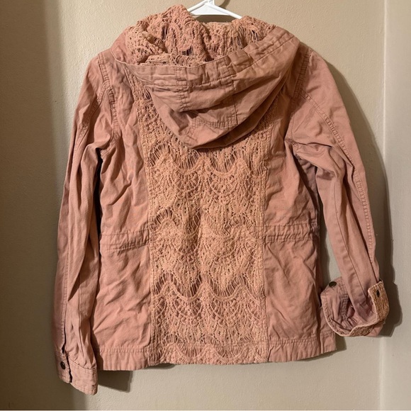 American Rag Blush Hooded Jacket with Lace Accents - Picture 2 of 3